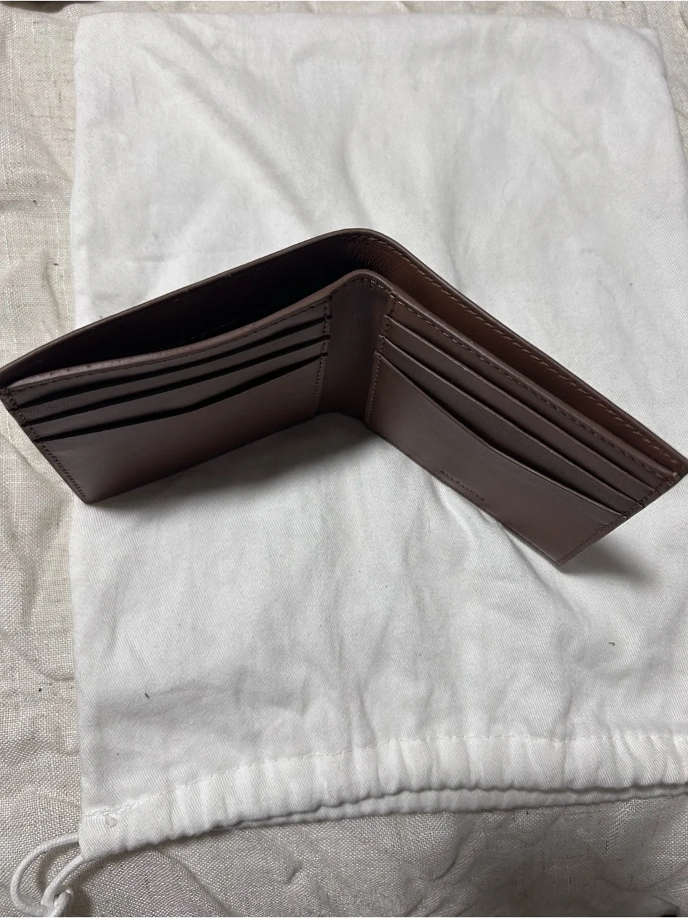 Minimalist Brown Leather Bi-Fold Wallet -